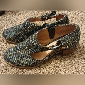 Elegant ALL BLACK Tweed Chunky Hill Women's Shoes, size 10.5 (40 Euro)